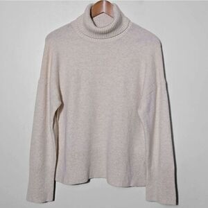 J. Crew Merino Wool Alpaca Turtleneck Oversized Sweater Size S Minimalist Cream